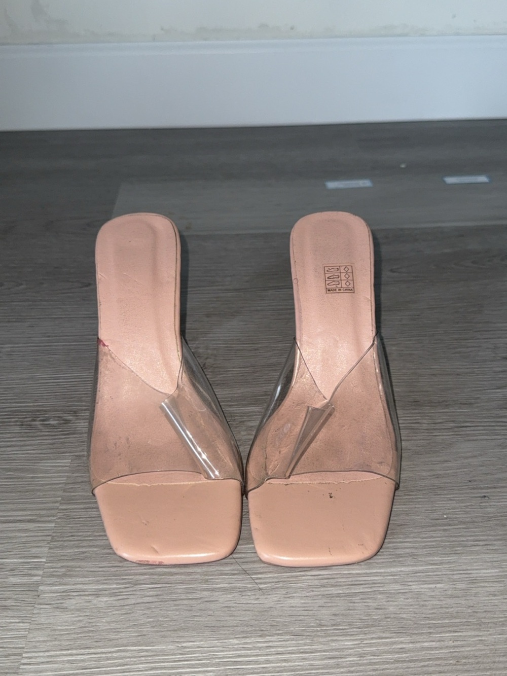PrettyLittleThing Nude Clear Strap Slide Mules
